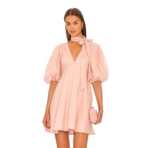 Zimmermann Blush Pink Mini Dress with Puff Sleeves
